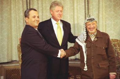 Bill Clinton with Ehud Barak of Israel and Yasser Arafat